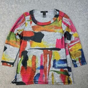 Ali Miles Tunic Sweater Womens S Abstract Wearable Art Multicolor Boho AOP‎